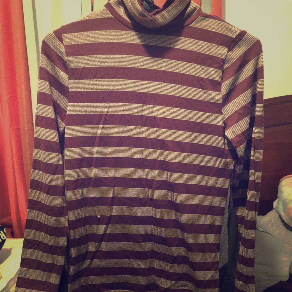 Striped purple and glitter gold turtleneck